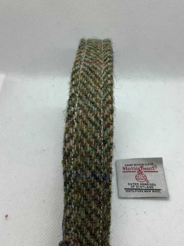 Green And Fawn Herringbone Harris Tweed Dog Collar - Image 3