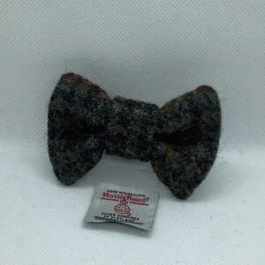 Black and Khaki Check Harris Tweed Dog bow tie