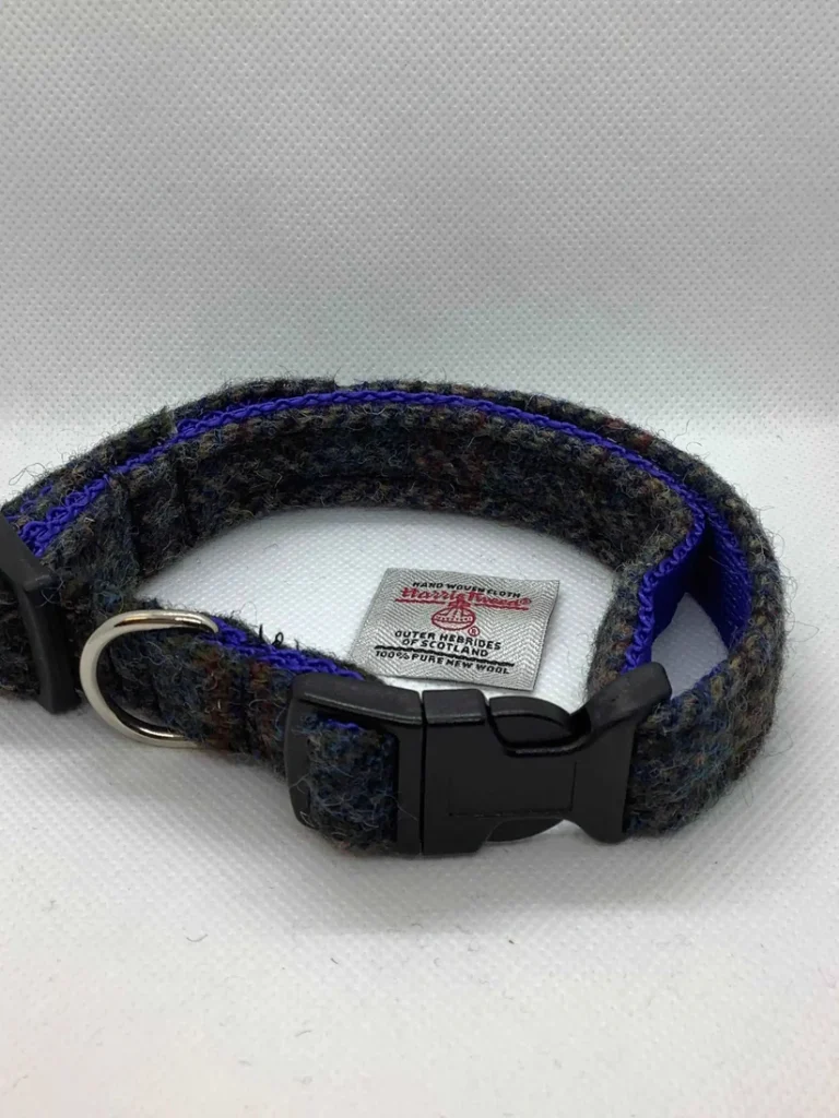 Greyandblackherringboneharristweeddogcollar Happy Dogs Togs1