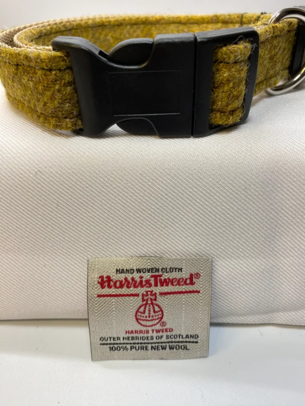 Mustard Harris Tweed Dog Collar