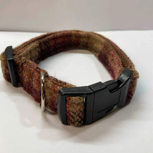 Harris Tweed Dog Collar Brown And Fawn Check
