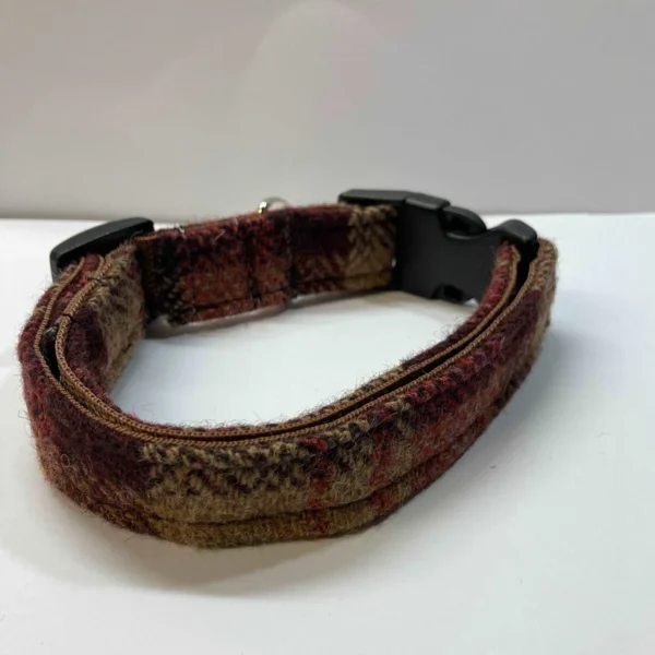 Harris Tweed Dog Collar Brown And Fawn Check - Image 2