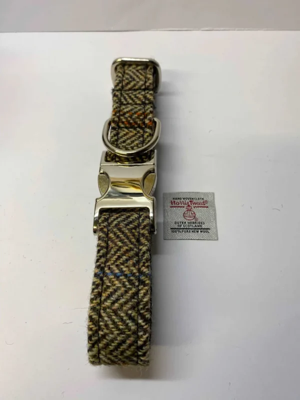 Harris Tweed Brown And Fawn Herringbone Dog Collar Set - Image 4