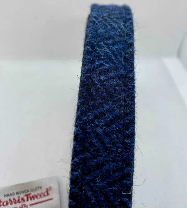 Harris Tweed Dark Blue Herringbone Dog Collar - Image 5