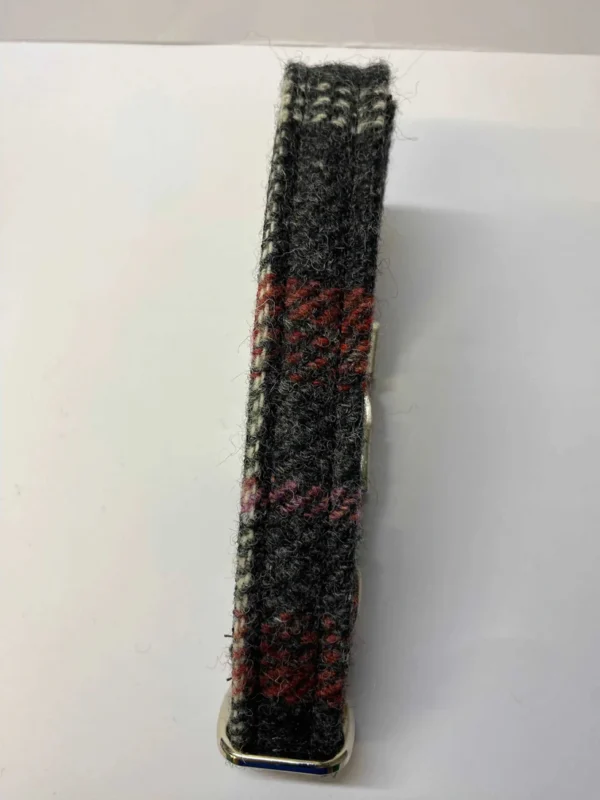 Large Grey And Red Harris Tweed Dog Collar - Image 2