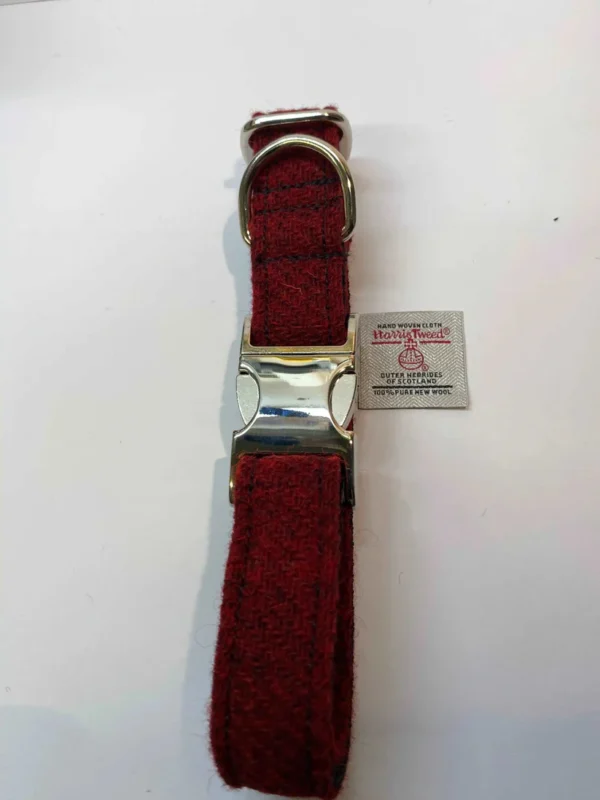 Large Red Harris Tweed Dog Collar - Image 3