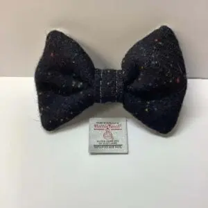 Black with multi specks Harris Tweed Dog Dickie Bow