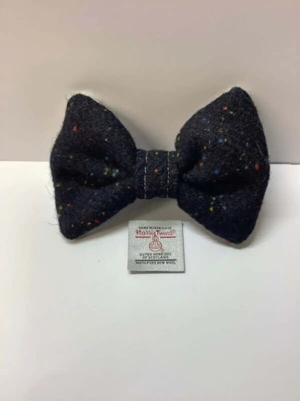 Black With Multi Specks Harris Tweed Dog Dickie Bow