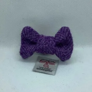 Purple Herringbone Harris Tweed Dog bow tie