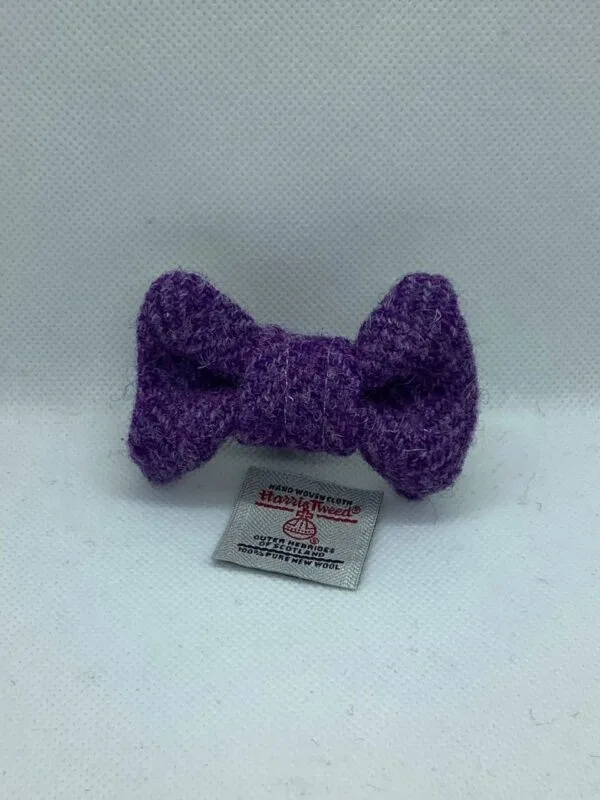 Purple Herringbone Harris Tweed Dog Bow Tie