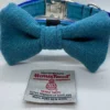 Harris Tweed Blue dog collar and Bow set Large size