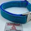Harris Tweed Blue dog collar and Bow set Large size - Image 2