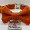 Harris Tweed Large Orange dog collar and Bow set