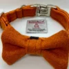 Harris Tweed Large Orange dog collar and Bow set - Image 5