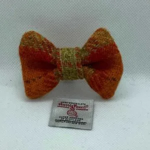 Orange Harris Tweed Tartan Dog Dickie Bow
