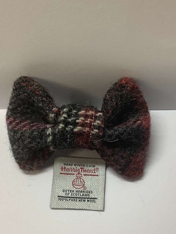 Grey Tartan Harris Tweed Dog Bow Tie