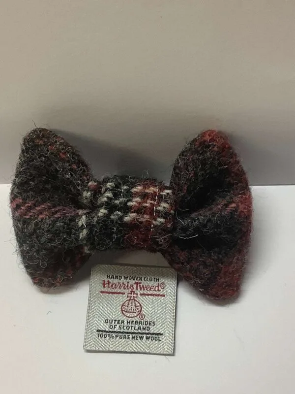 Grey Tartan Harris Tweed Dog Bow Tie