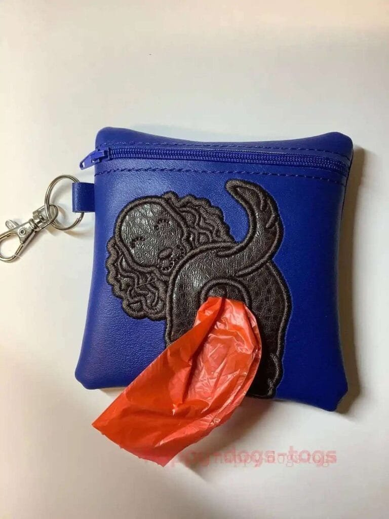Brown Spaniel  On Blue Poop Bag Holder