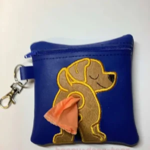 Embroidered Tan Retriever dog poo bag dispenser