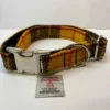 Large Yellow Check Harris Tweed Dog Collar