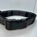 Handmade Tartan Dog Collar Grey, Red, Black