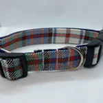 Scottish Tartan Dog Collar White, Red and Blue