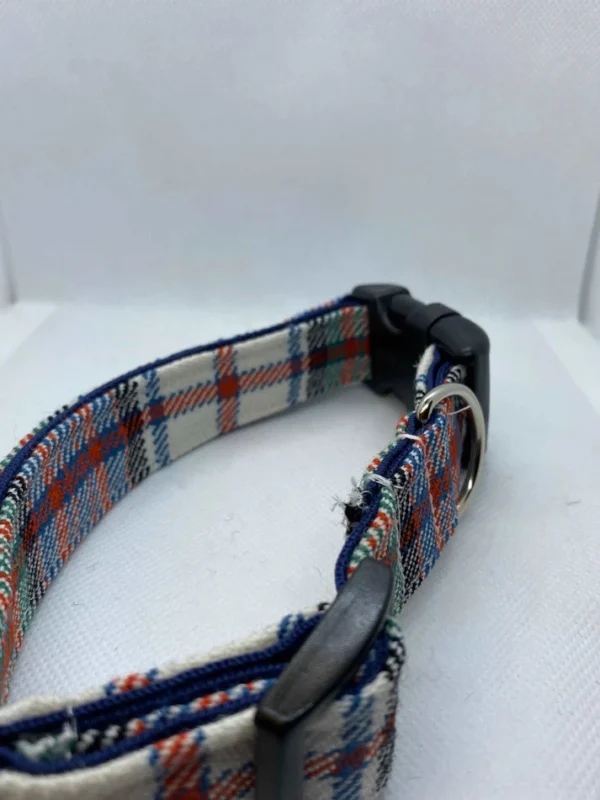 Scottish Tartan Dog Collar White, Red And Blue - Image 2