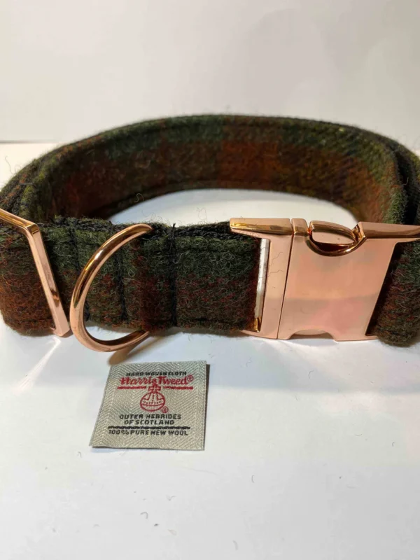 Extra Large Harris Tweed Dog Collar Shades Of The Forrest Check