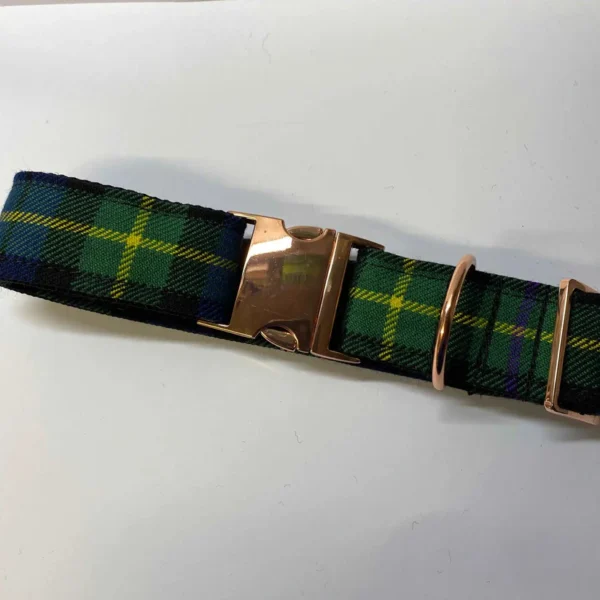 Extra Large Dog Collar Green, Black And Yellow Tartan - Image 3