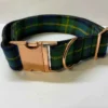 Extra Large Dog Collar Green, Black and Yellow Tartan