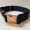 Extra Large Tartan Dog Collar Green and Blue Check Tartan