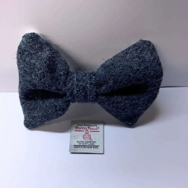 Dark Airforce Blue Harris Tweed Dog Bow Tie