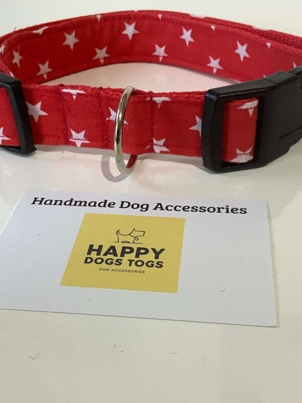 Red With White Stars Dog Collar