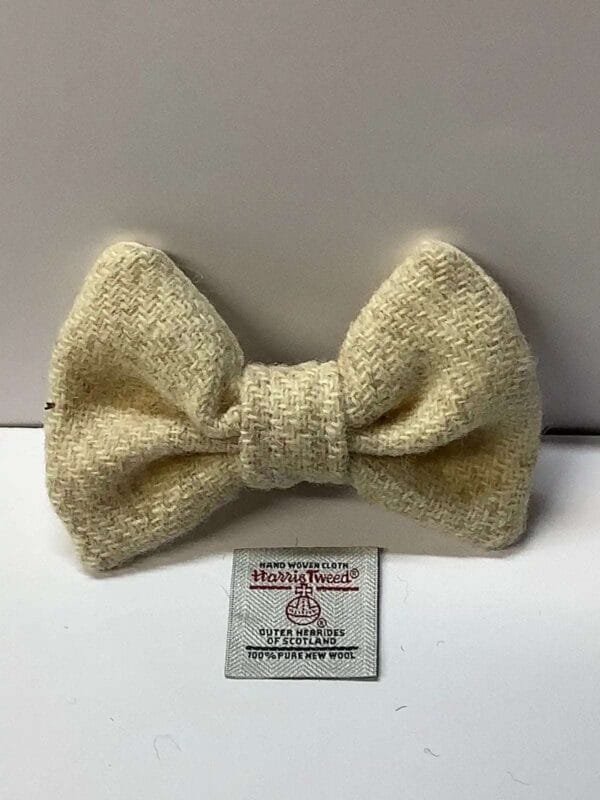 Medium Oatmeal Harris Tweed Dog Bow Tie