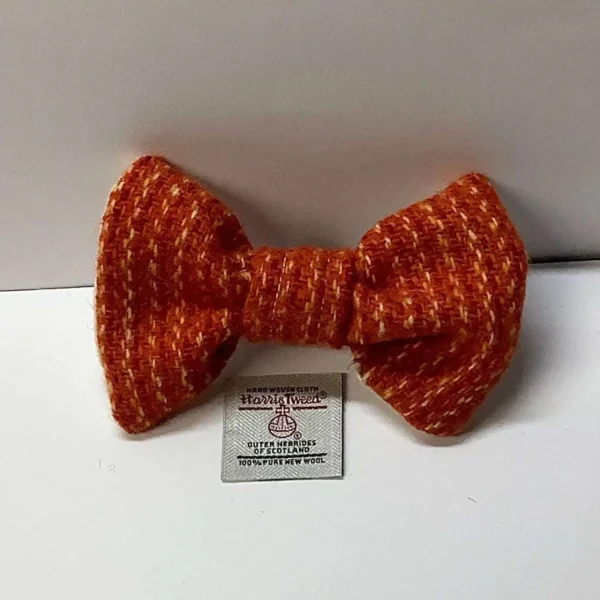 Orange And Yellow Stripe Harris Tweed Dog Bow Tie