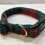 Scottish Tartan Dog Collar in Red, Green and White