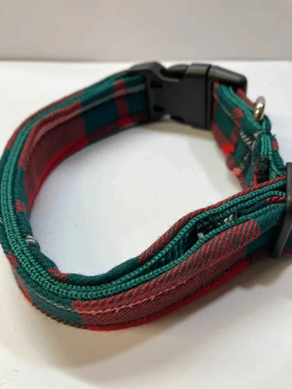 Scottish Tartan Dog Collar In Red, Green And White - Image 2