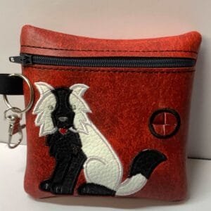 Embroidered White Border Collie Poo Bag Dispenser