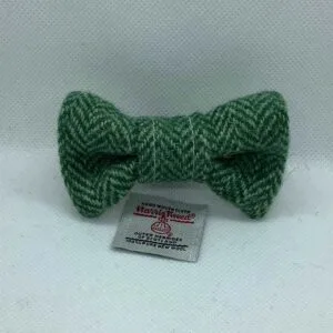 Green Herringbone Harris Tweed Dog bow tie