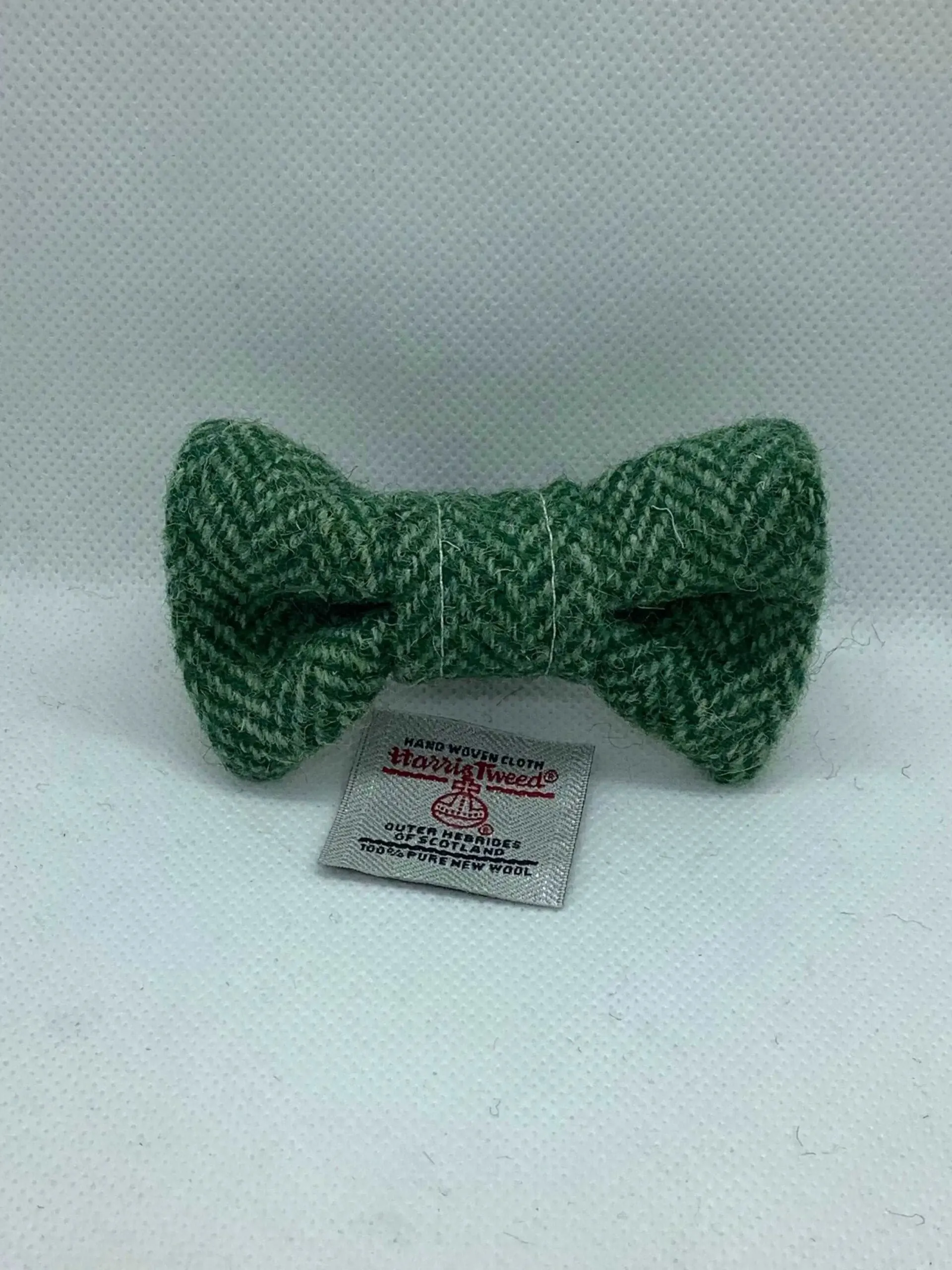 Green Herringbone Harris Tweed Dog bow tie