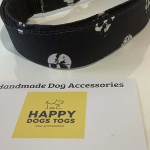 Largedogcollarinstylishblackwithwhitesculls Happy Dogs Togs1