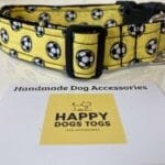 Yellow with Footballs Dog Collar