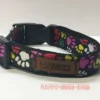 Black with Coloured Paw Prints Dog Collar