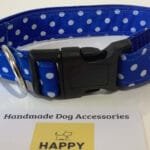 Blue with White Polkadots Dog Collar