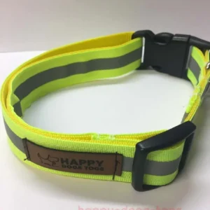 Largedogcollarinfluorescentyellowreflectivesafety Happy Dogs Togs1