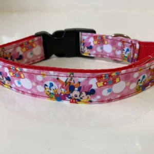 Largedogcollarinpinkmickiemouseandgangpattern Happy Dogs Togs1