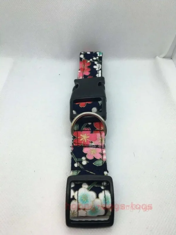 Black Oriental Floral Dog Collar