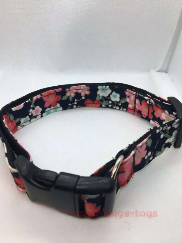 Black Oriental Floral Dog Collar - Image 2