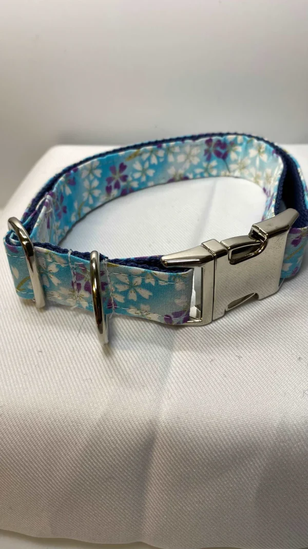 Light Blue Oriental Floral Dog Collar - Image 2