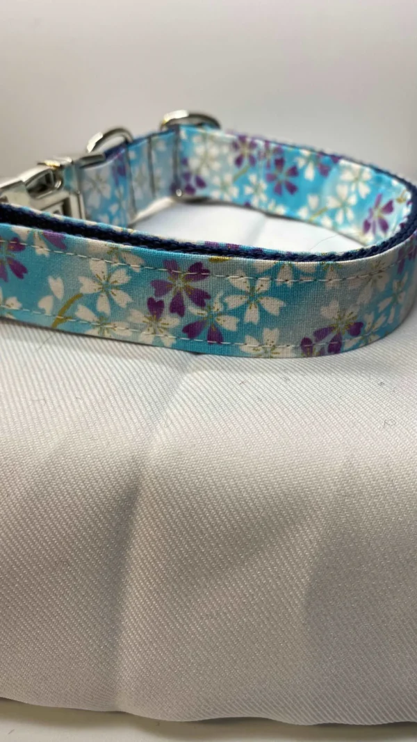 Light Blue Oriental Floral Dog Collar - Image 3